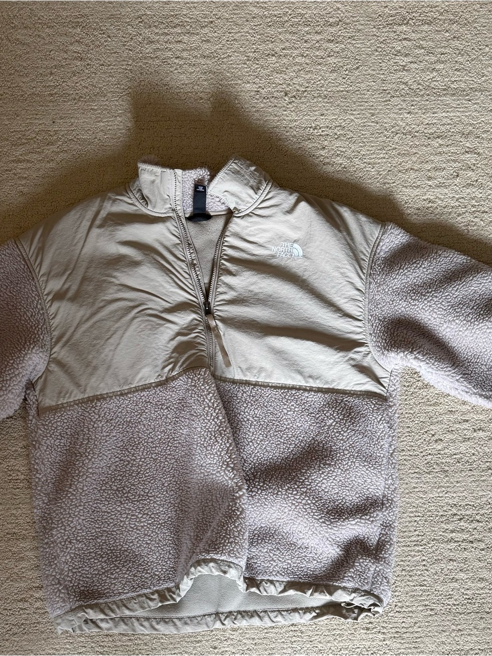 The North Face Beige Sherpa Fleece Pullover Jacket